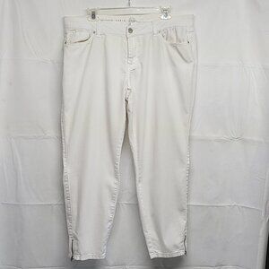 W62 Jeans SIgnature Fit Ankle Womens Size 12 Relaxed Fit Stretch Zip Slit White